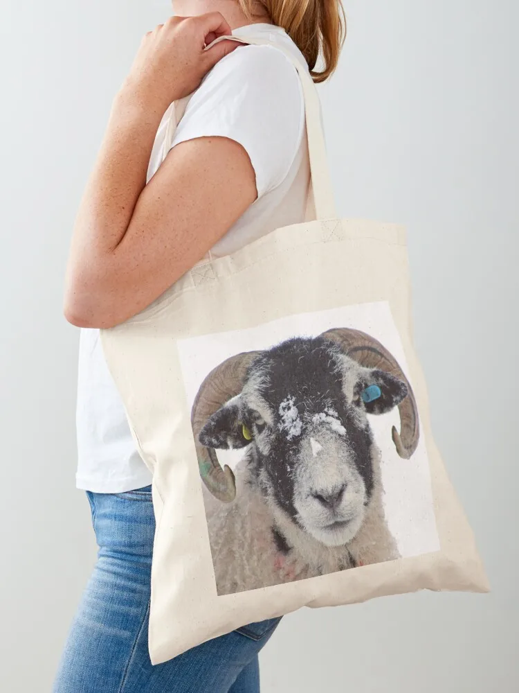 

Swaledale Ewe in Snow Tote Bag canvas tote bag canvas shopping bag tote bags cloth bags Women's shopper