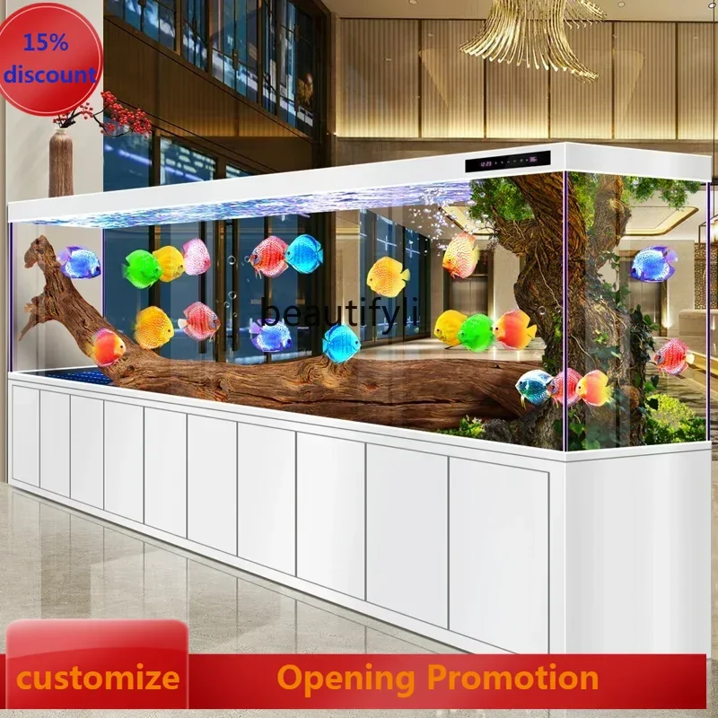 

ss7486 Fish Tank Living Room Large Aquarium Super White Glass Screen Lazy Ecological Change Water Bottom Filter Fish Tank