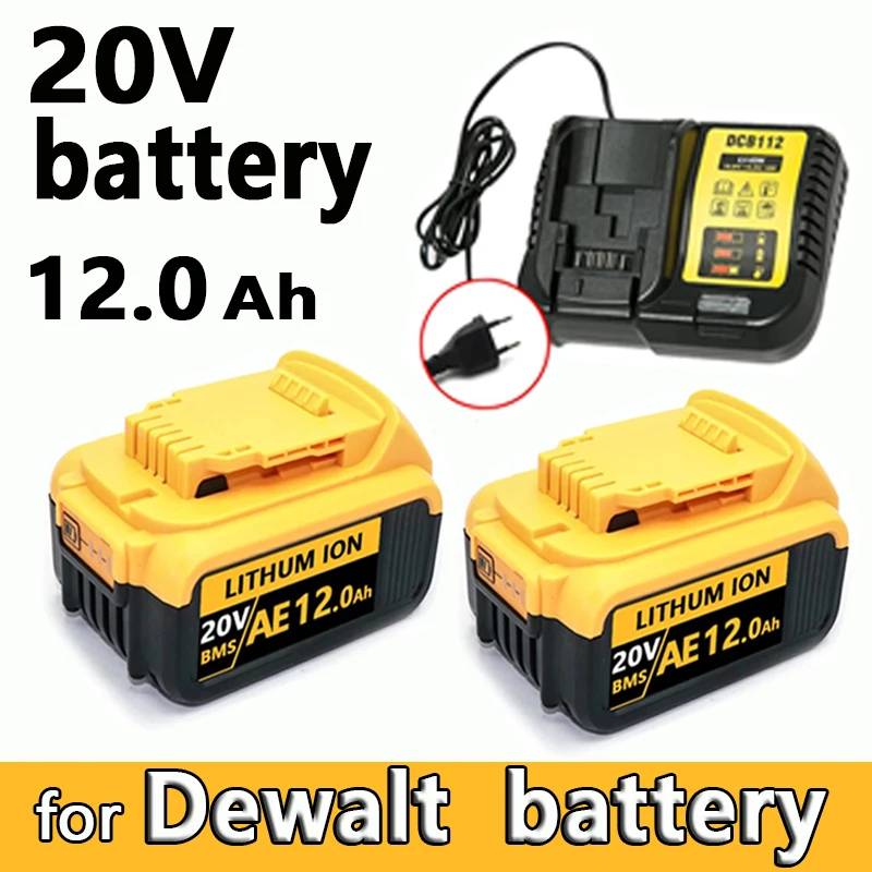 NEW 1～2Pack For DCB201 DeWalt 20V 20 Volt Max 12.0AH Lithium Battery DCB206-2 DCB205-2 DCB181 DCB182 DCB206