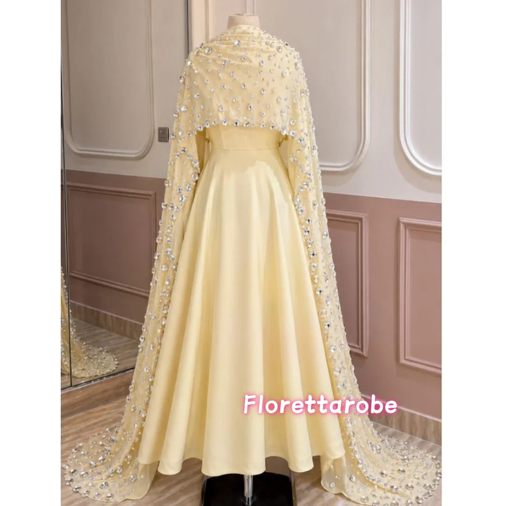 

Customized Modern Style Charmeuse Pleat Beads A-line High-Neck Evening Dresses Luxury Formal Exquisite Prom Gowns