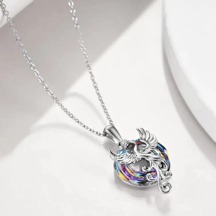 

Cross-Border New Product Crystal Firebird Pendant Nelace Women's Faion Jewelry Crystal Pendant Cross-Chain Nelace
