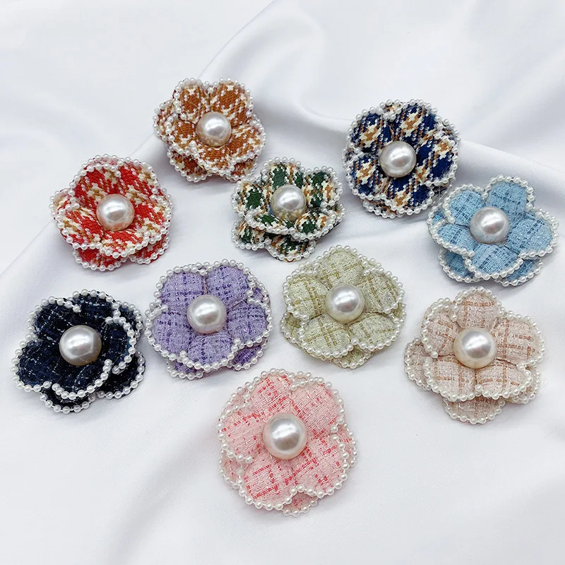 High-Grade Camellia Applique Fashion Brooch 3D Flower Pearl Patch Accessories