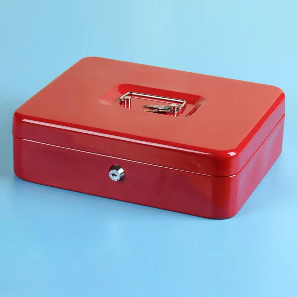 Deposit Tin Fireproof Cash Safe Box with Lock 2 Secure Multi-compartment Metal Money Box for Anti-theft Shockproof Storage