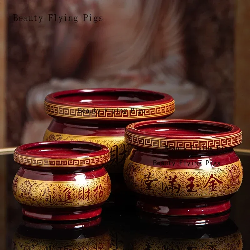 Retro Nostalgia Ceramic Incense Burner Home Furnishing Buddha Hall Offering Guanyin Incense Burner zen