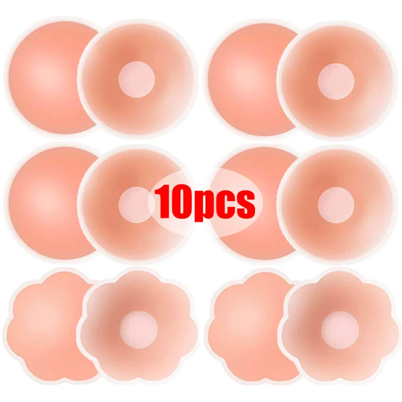 

2/10pcs Reusable Silicone Nipple Cover Bra Sticker Breast Petal Strapless Lift Up Bra Invisible Boob Tape Pads Chest Pasties