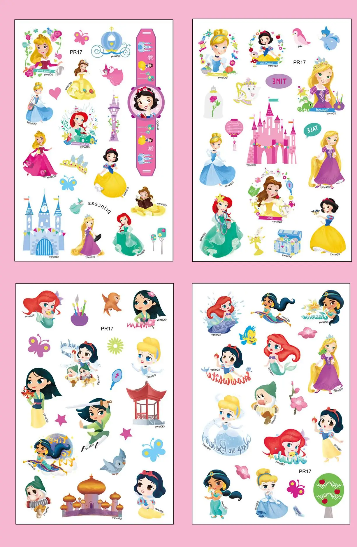 4 Teile/satz Disney Prinzessin Sofia Stich Tattoo Aufkleber Einhorn Gefrorene Autos Cartoon Tattoo Aufkleber Für Geburtstag Geschenk – Detail 2