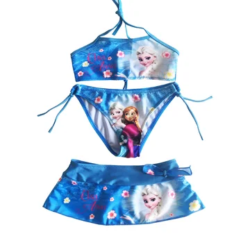2024 New Summer Baby Girls Clothes Suit Girls Cartoon Elsa Anna Swimwear Girls Frozen Bikini Set