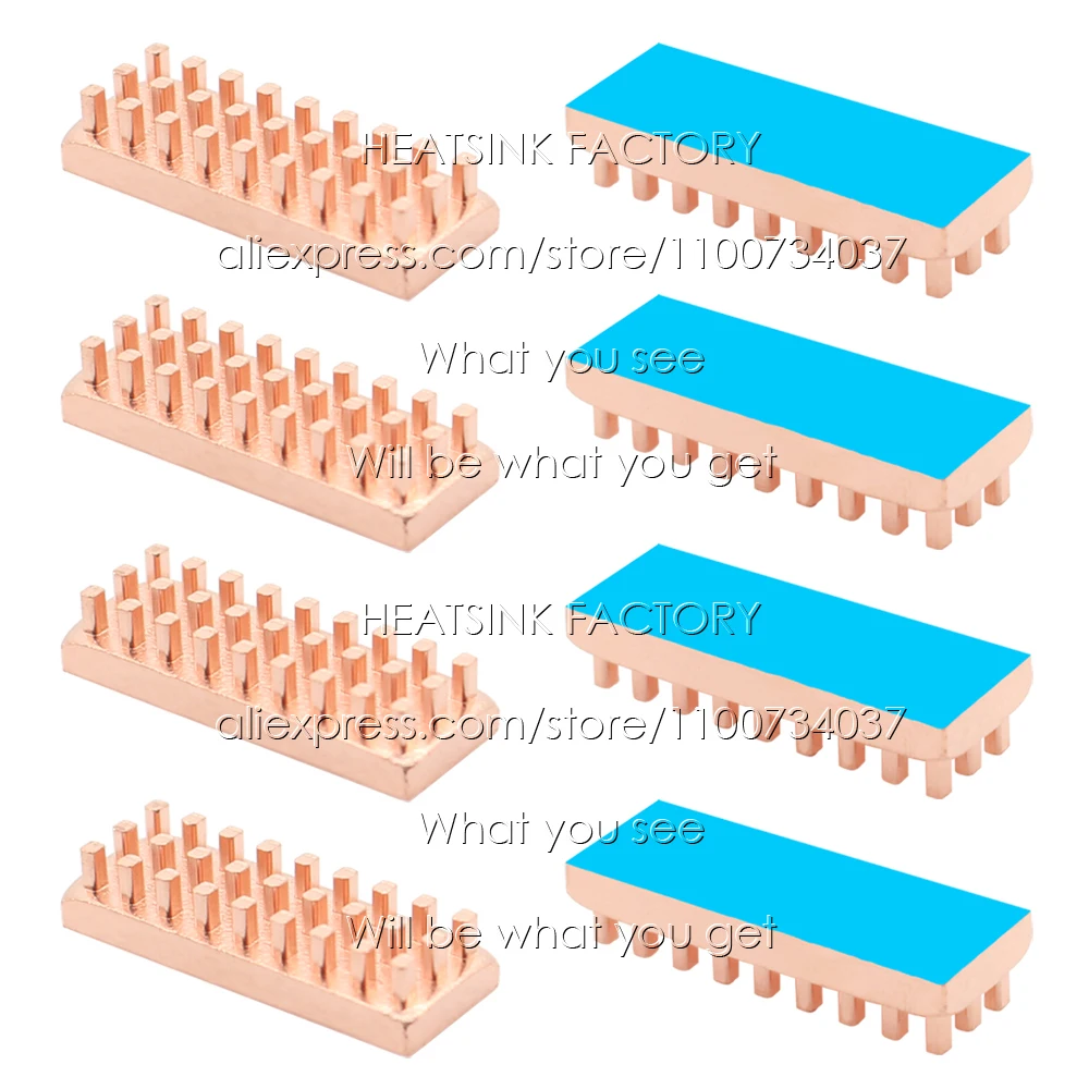 Imagem -04 - Pin Aletas do Dissipador de Calor do Radiador de Cobre 22x8x4 mm com Montagem de Fita Térmica para pc Raspberry pi ic Processador 20100 Peças Lote