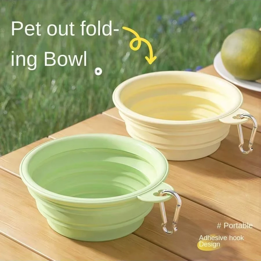 

Foldable Silicone Dog Bowl Macaron Color Portable Folding Pet Bowl Outdoor Feeding Bowl Collapsible Food Water Container
