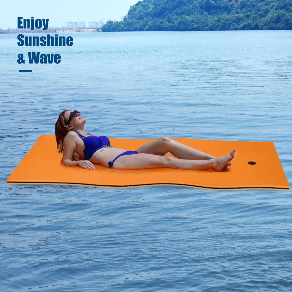 3-Layer Tear-proof Water Mat Floating Pad Island Water Sports Relaxing Orange