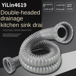 Kitchen Double-head Sink Under The Water Pipe Dish Basin Sink Double Screw Drain Pipe Connection Hose Extension Fitting