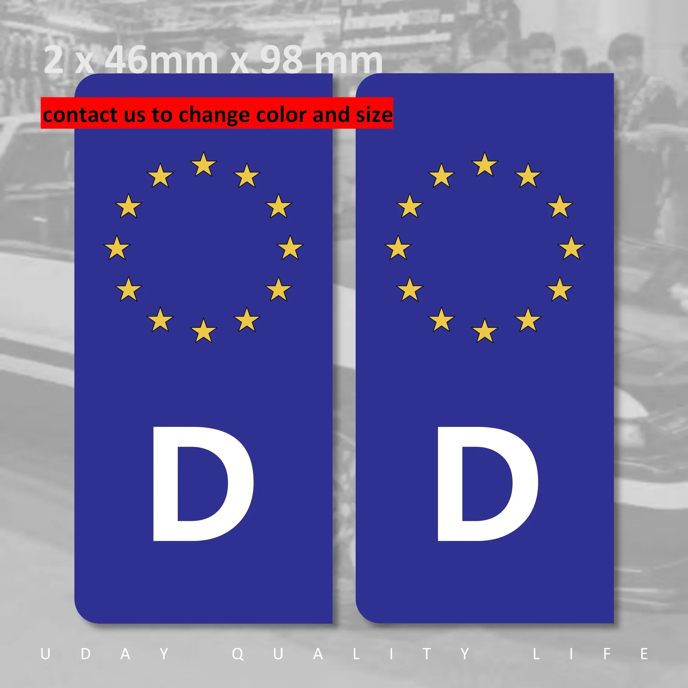 

F D GR H IRL I LV LT L EU Country Identifier for Vehicle Registration Code Car Number Plate Sticker Vinyl Weatherproof Fsst