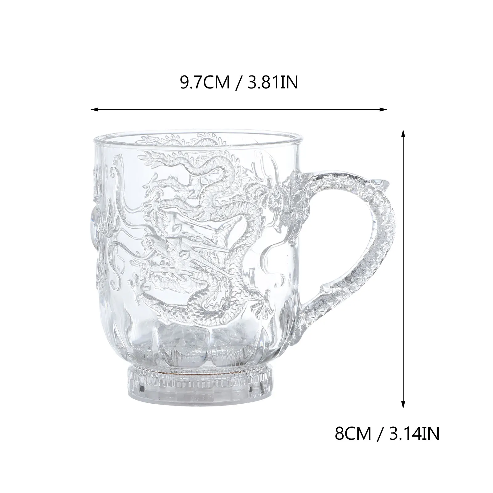 

4pcs LED Flashing Cups Dragon Design Glitter Mugs Party Supplies Sparkling Light Material for Beverages