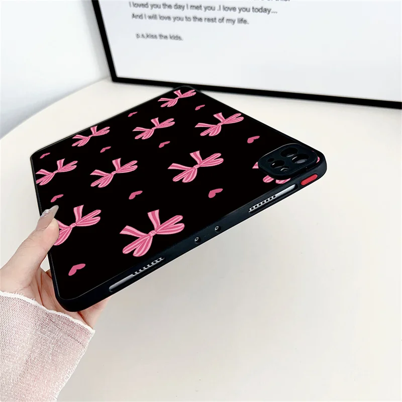 Coque pour iPad 10.2 Pro 11 13 9.7 Mini 6 10.5 Air 3 couverture rose nœud papillon coeur étui pour iPad 10th 9th 8th 7th 6th 5th 2025 Fundas