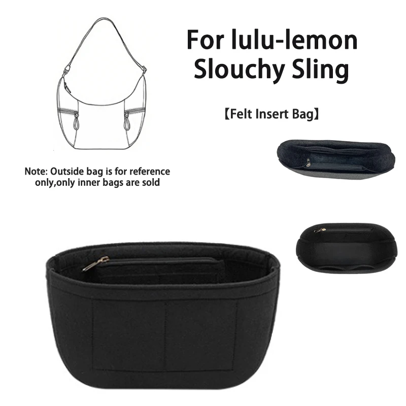 

EverToner Felt Insert Bag For lulu-lemon Slouchy Sling Bag Multi-Pocket Cosmetic Support Inner Organizer Accessories