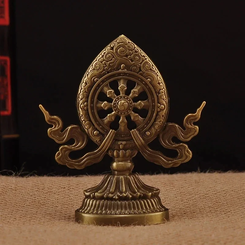 البوذية الكلاسيكية اللون البرونزي التانترا 7 قطعة الرموز الميمونة حساسة مذهب ملك العجلة سبعة كنوز لديكور المعبد