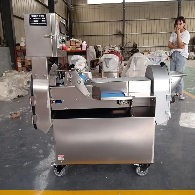 Coupe-légumes électrique industriel à double tête, trancheuse pour racine feuillue