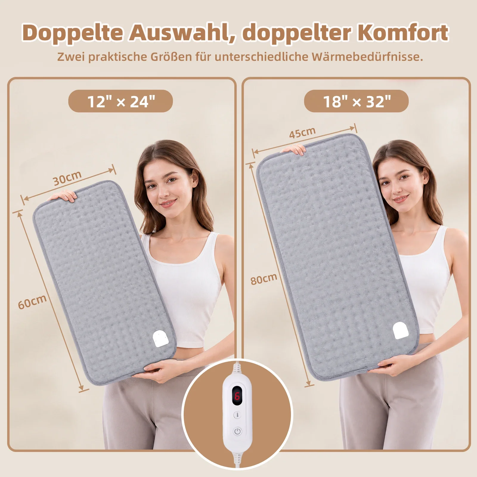 Electric Heating Blanket with Thermal Sheet,Electric Heating Pad Flannel Heating Pad with 6 Heat Levels Soft Warm Mat
