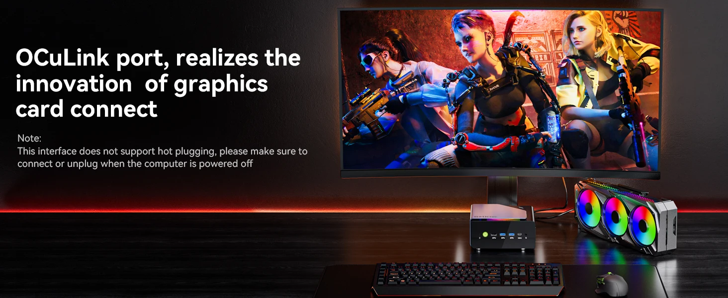 GMKtec K12 Mini PC AMD Ryzen™ 7 H 255 Dual DDR5 5600MT/s 3*SSD PCIe4.0 WiFi 6 BT 5.2 Dual 2.5G LAN OCulink Desktop Computer