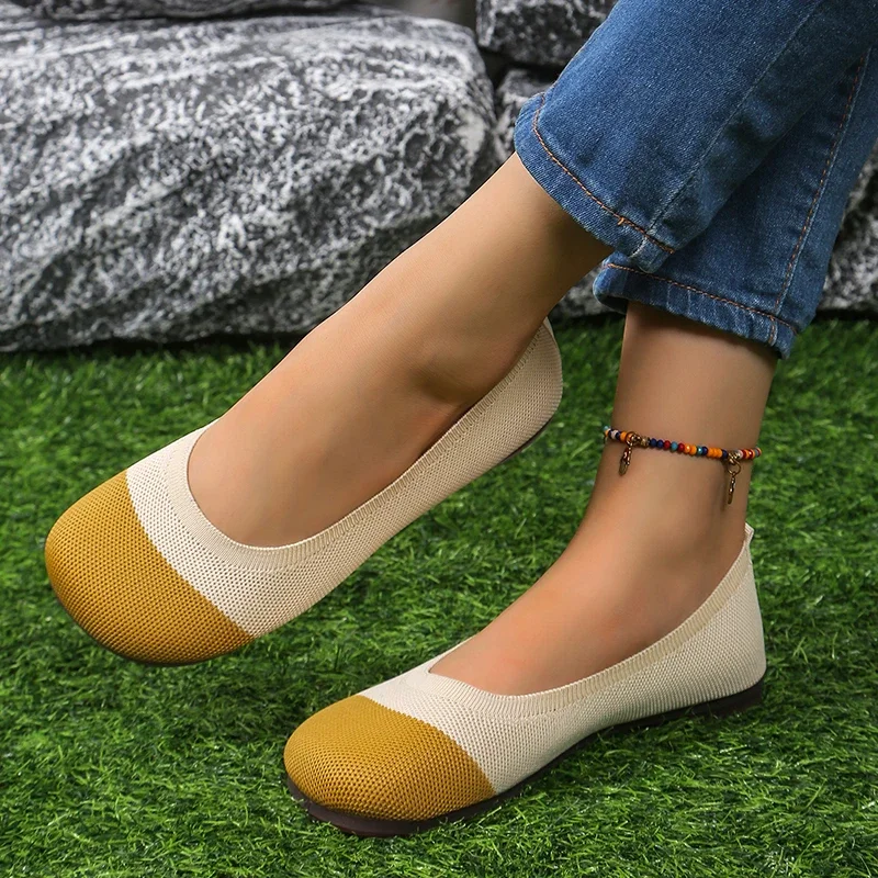 

2025 Spring and Autumn Women's Casual Round Toe Flats Mesh Ballet Flats Women's Elegant Soft-soled Pumps Comfortable Women Shoes