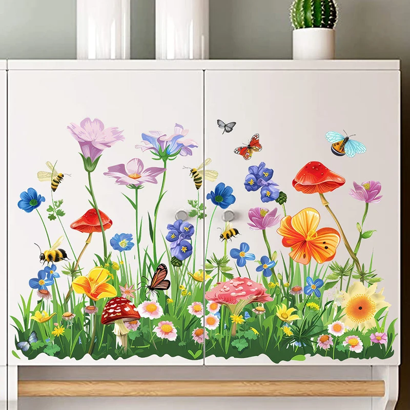 

Creative Green oil Flower Plant Wall Sticker Bathroom Toilet Decor Living Room Cabinet Refrigerator Home Decoration Decals M1373