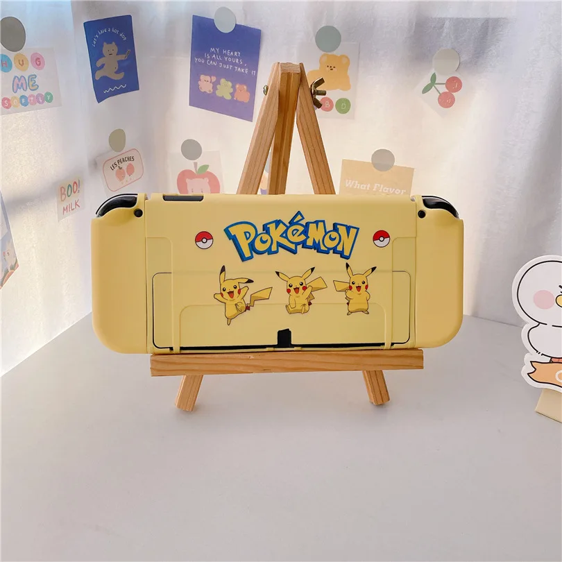 Pokemon três pikachu caso macio doca estação capa escudo protetor para nintendo switch oled console protetor de cristal pele