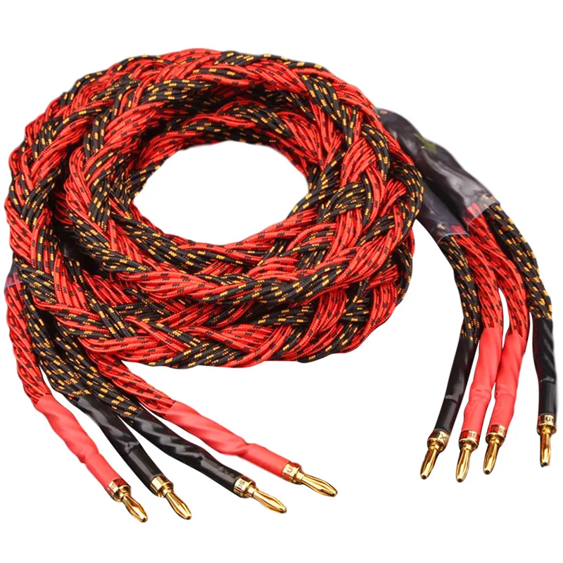 HIFI  OFC Copper 24 Core Audio Speaker Cable Audiophile Banana Y-Y Plug Connection Line
