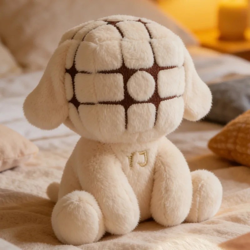 Cube Head Plush Doll With YJ Embroidery Creative Fluffy Stuffed Toy Cool Geometric Soft Decorative Figure Kids Teens Gift Room