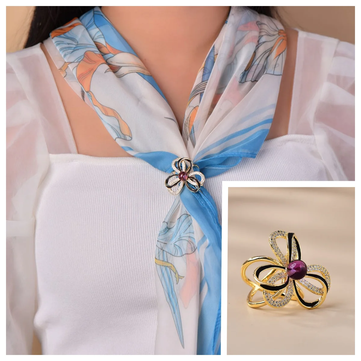 natural-amethyst-scarf-buckle-bow-banquet-business-occasion-daily-look-crystal-accessories-luxury-women's-jewelry