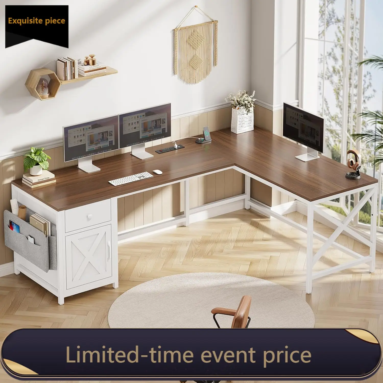 63" L Shaped Desk, …