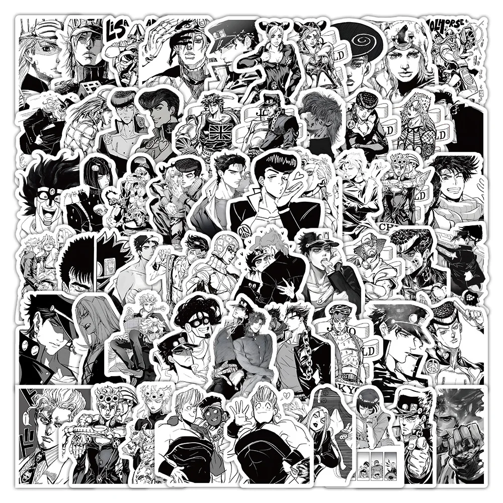 60pcs Jojo Bizzare Adventure Cartoon Cute Mobile Phone Case Notebook Waterproof Sticker Decoration Supplies