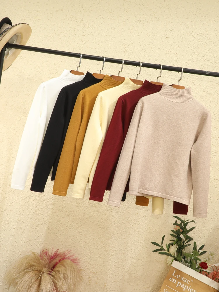 Style Clothing Tops Ladies Blouses Clothes Basic Korean Fashion 2024 Woman Jumper Cropped Women's Sweater Outerwear Pullover