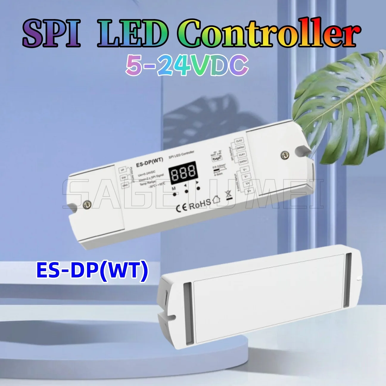 

Skydance ES-DP(WT)5-24VDC WiFi SPI Controller Dual Push Button Stair Light Control for WS2812/2811 RGB or White Light Strip Tuya