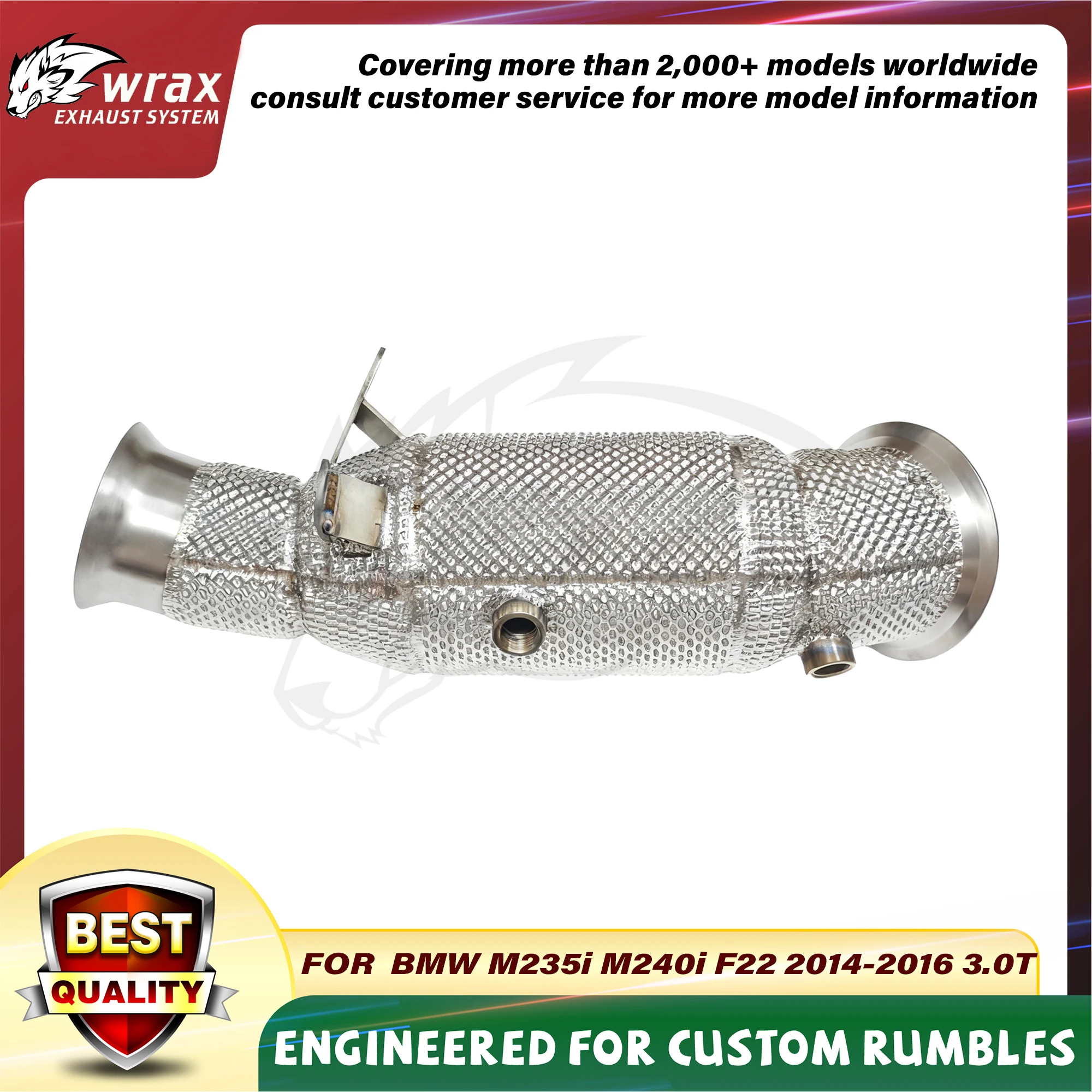 

WRAX Free Upgrade of Heat Shield Downpipe for BMW M235i M240i F22 2014-2016 3.0T Stainless Steel Exhaust High Flow
