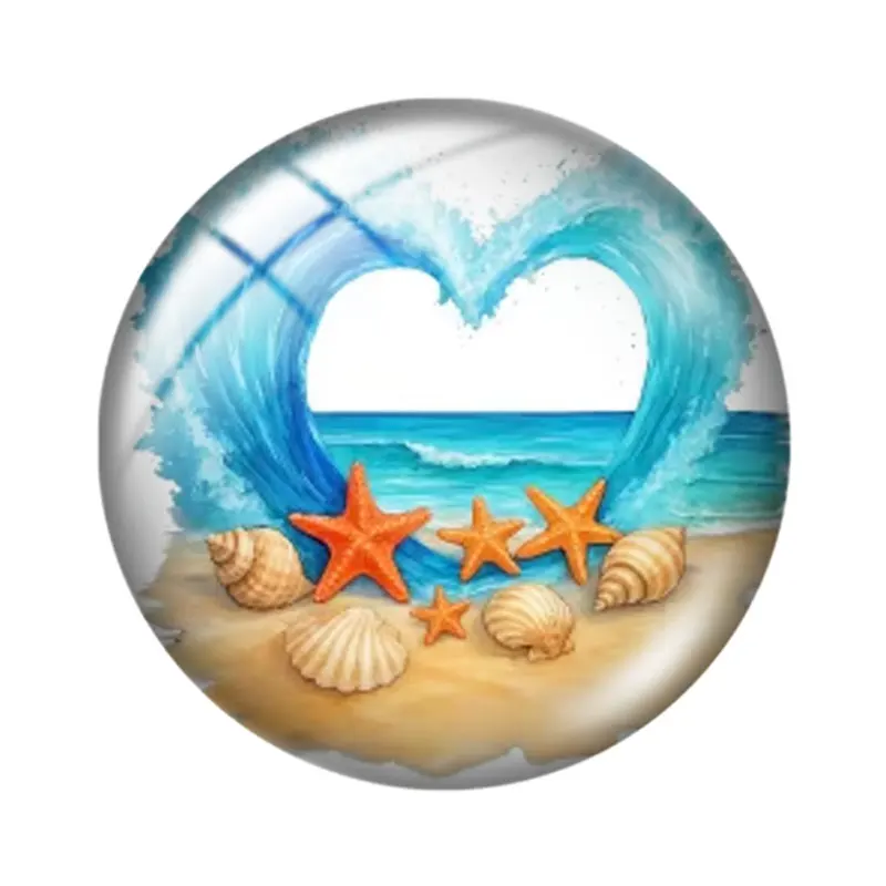 Heart Shape Beach Wave  12/18/20/25mm glass cabochon  bracelet pendant rings for jewelry demo earrings back Making findings