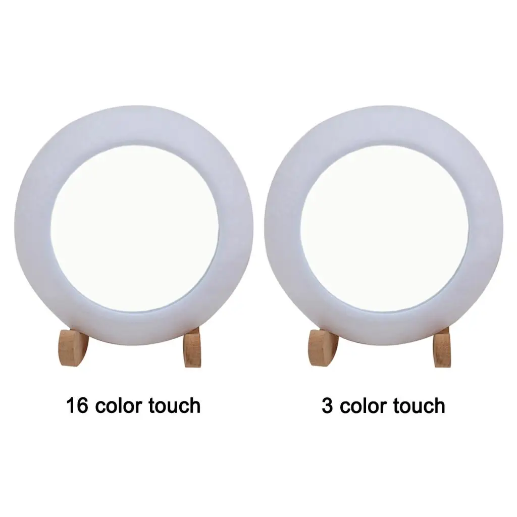 moon with Makeup Mirror Changing Lunar Lamp with Wood Stand, Remote/Touch/Tap Control USB Rechargeable Gift for Kids