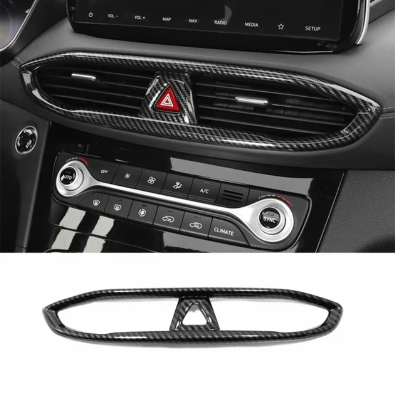 For Hyundai Santa Fe 2019 2020 Carbon Fiber Interior Accessories Window Lift Switch Button Cover Trims Door Armrest Panel Frame