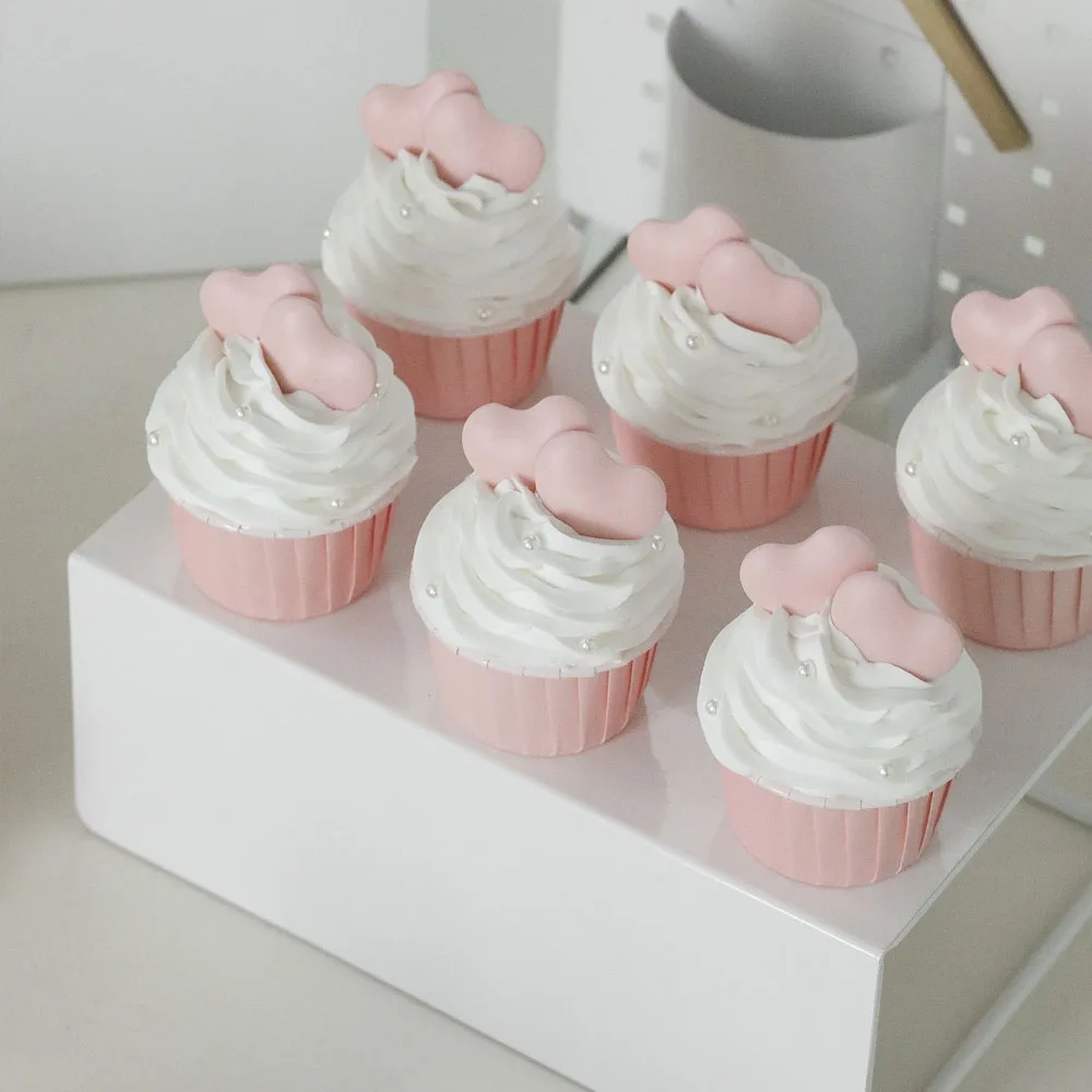 

artificial cupcake dessert wedding birthday decoration party supplies fake food heart shaped design simulation cake model