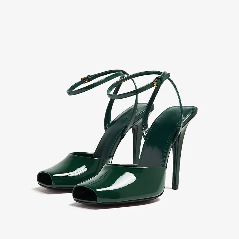 2025 Early Spring New Fish Mouth High Heels with One Piece Buckle and Open Toe Thin Heel Fashion Banquet Women's Sandals