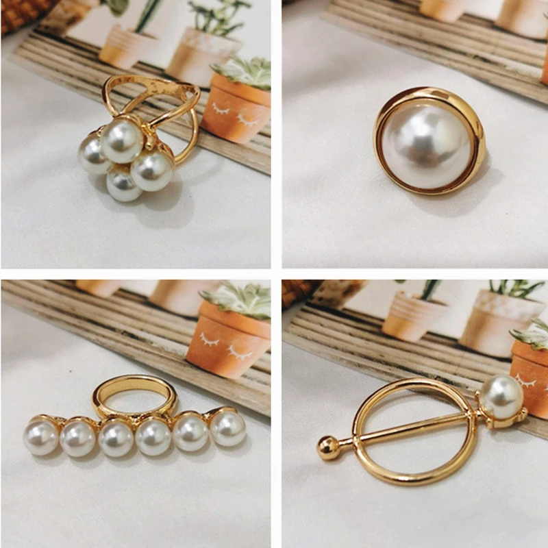 Scarf Buckle Simulated Pearl Brooches  For Women Wedding Hoop Brooch Holder Silk Shawl Buckle Ring Clip Scarf Jewelry Gift