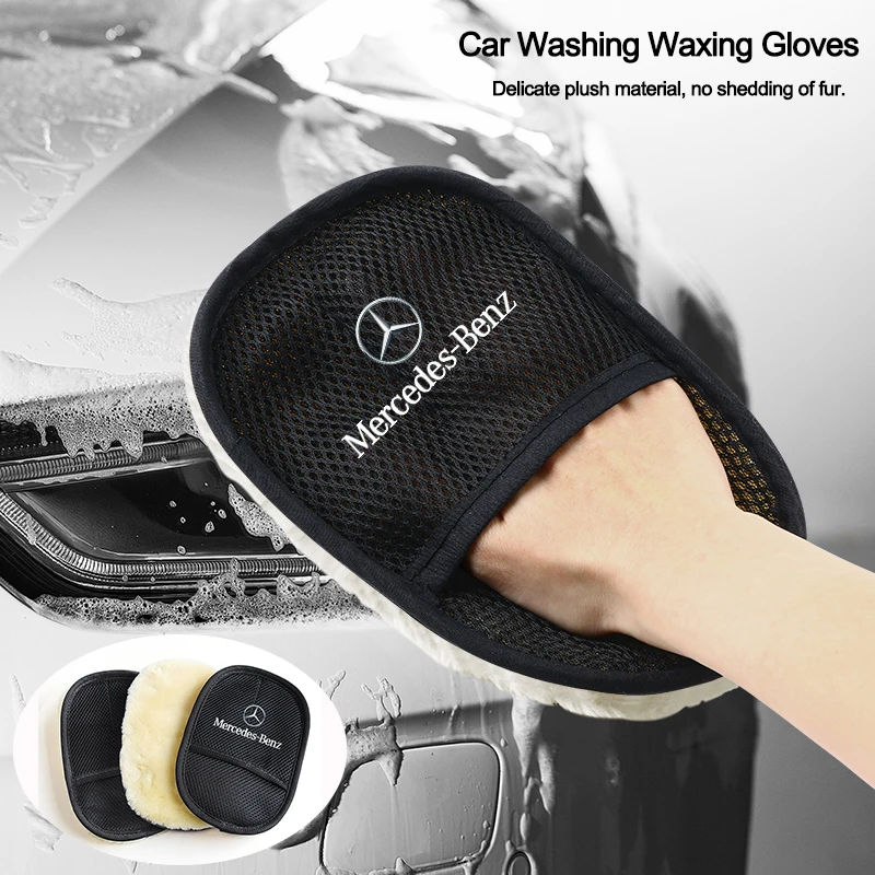 Car Wash Glove Soft Wool Polishing Waxing Tools For Mercedes Benz W203 W204 W206 W220 W205 Carlsson W212 W220 Brabus C200L Smart