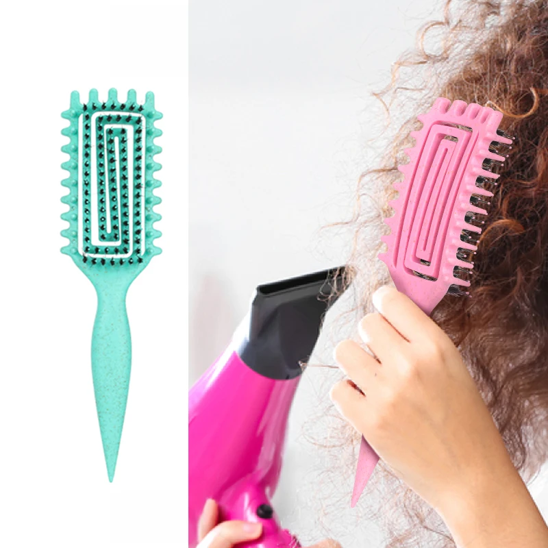 

2024 Новая розовая кисть для определения локонов для вьющихся волос, фиолетово-зеленого цвета, формирования и определения локонов для женщин