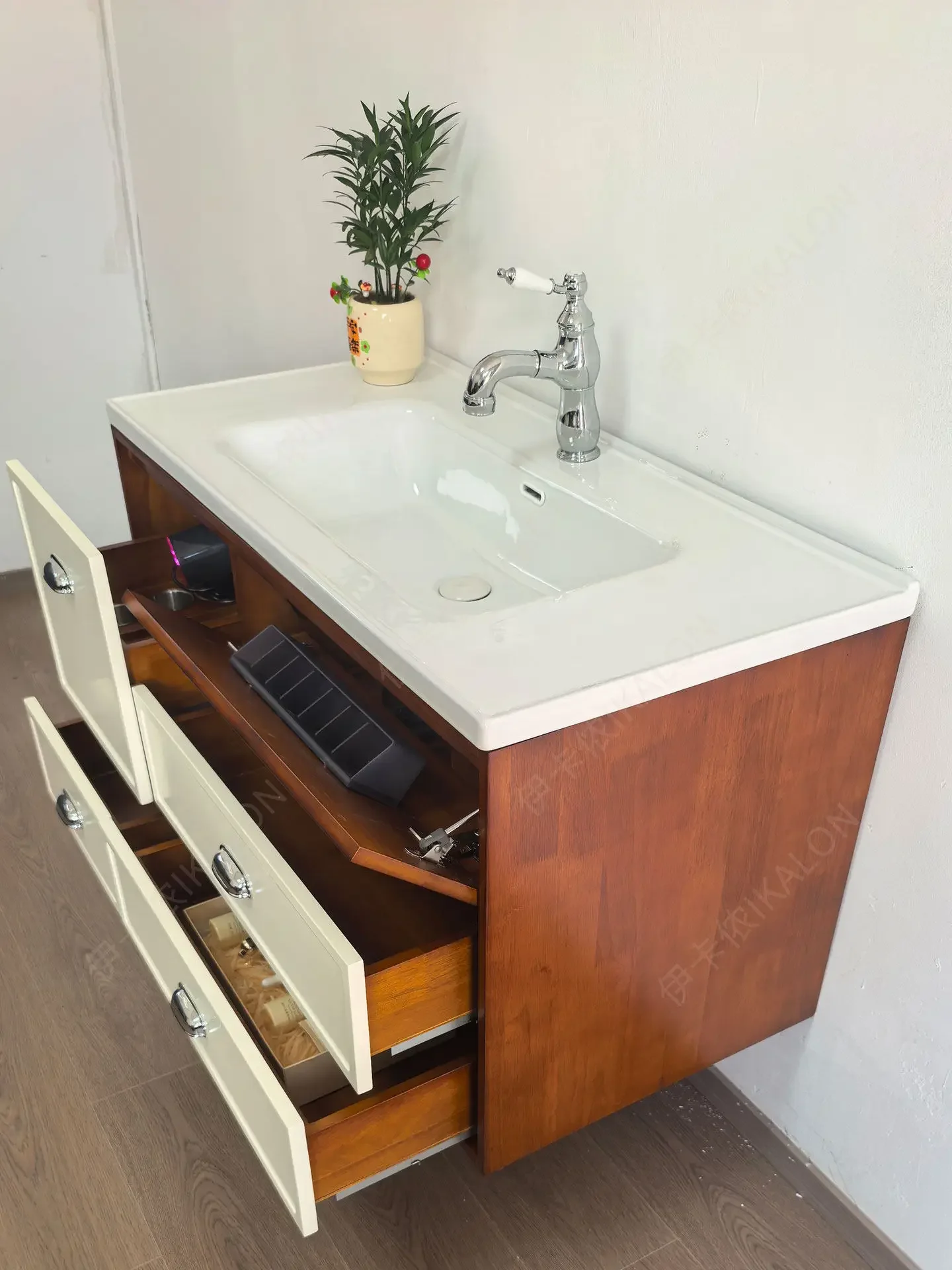 

DSA retro pull basket hair dryer bathroom cabinet antique ceramic integrated hand washbasin bathroom cabinet