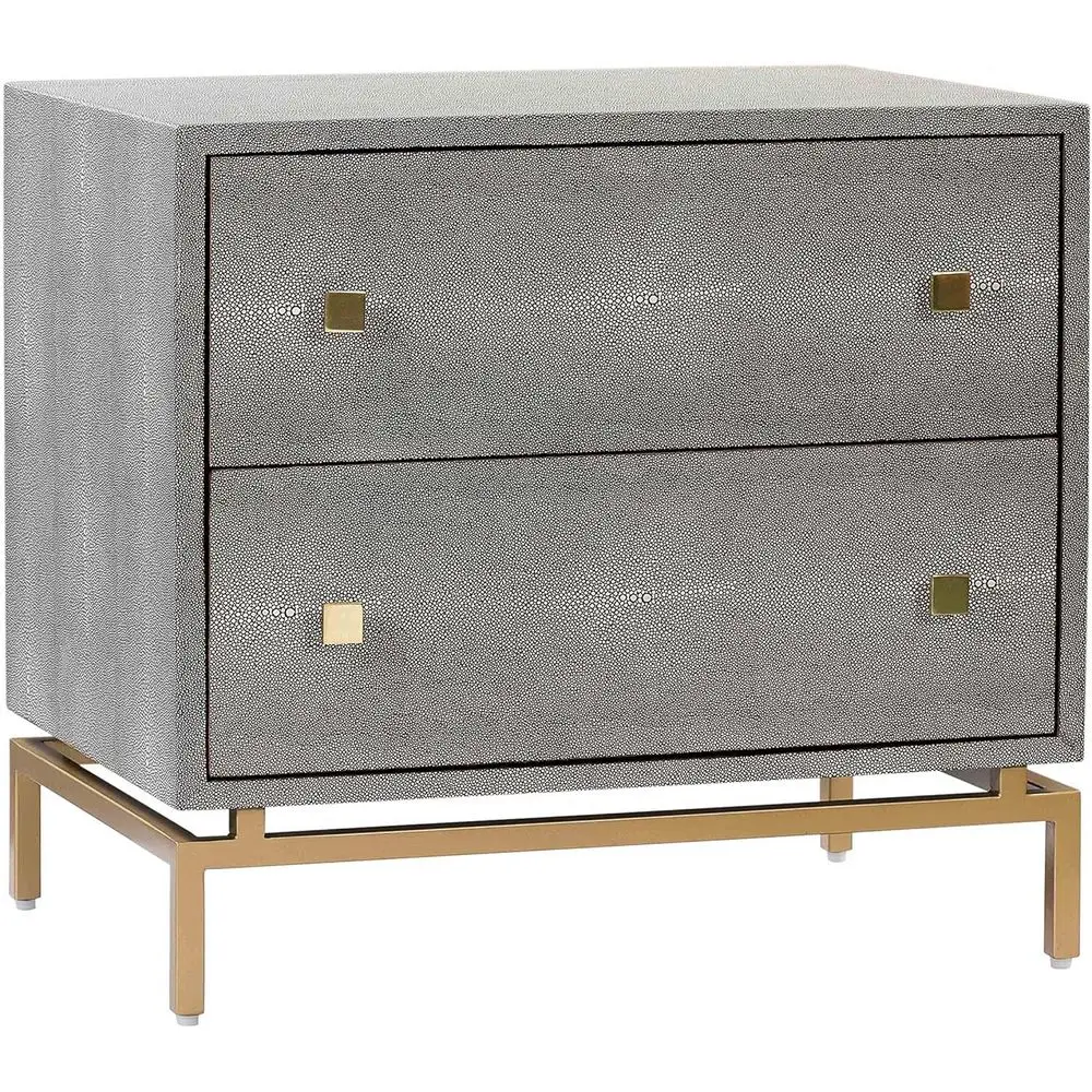 Textured Shagreen 2-Drawer Bedroom Nightstand, 25