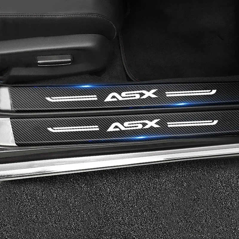 

Для Mitsubishi ASX логотип 2022 2023, углеродное волокно, порог автомобиля, накладка на порог, накладка на задний багажник, бампер, наклейка, аксессуары