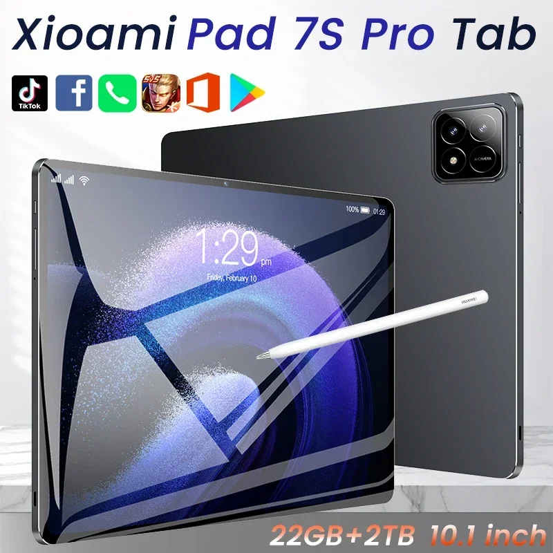 New Android tablet 22GB+2TB Pad 7S Pro Global Version WIFI 10.1 inch Tablette snapdragon888 10000mah 16+32MP Original Tablet PC