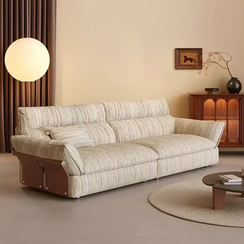 Medieval Fengyun side sofa sub-cotton and linen small apartment living room straight row sofa double seat cloud fabric sofa