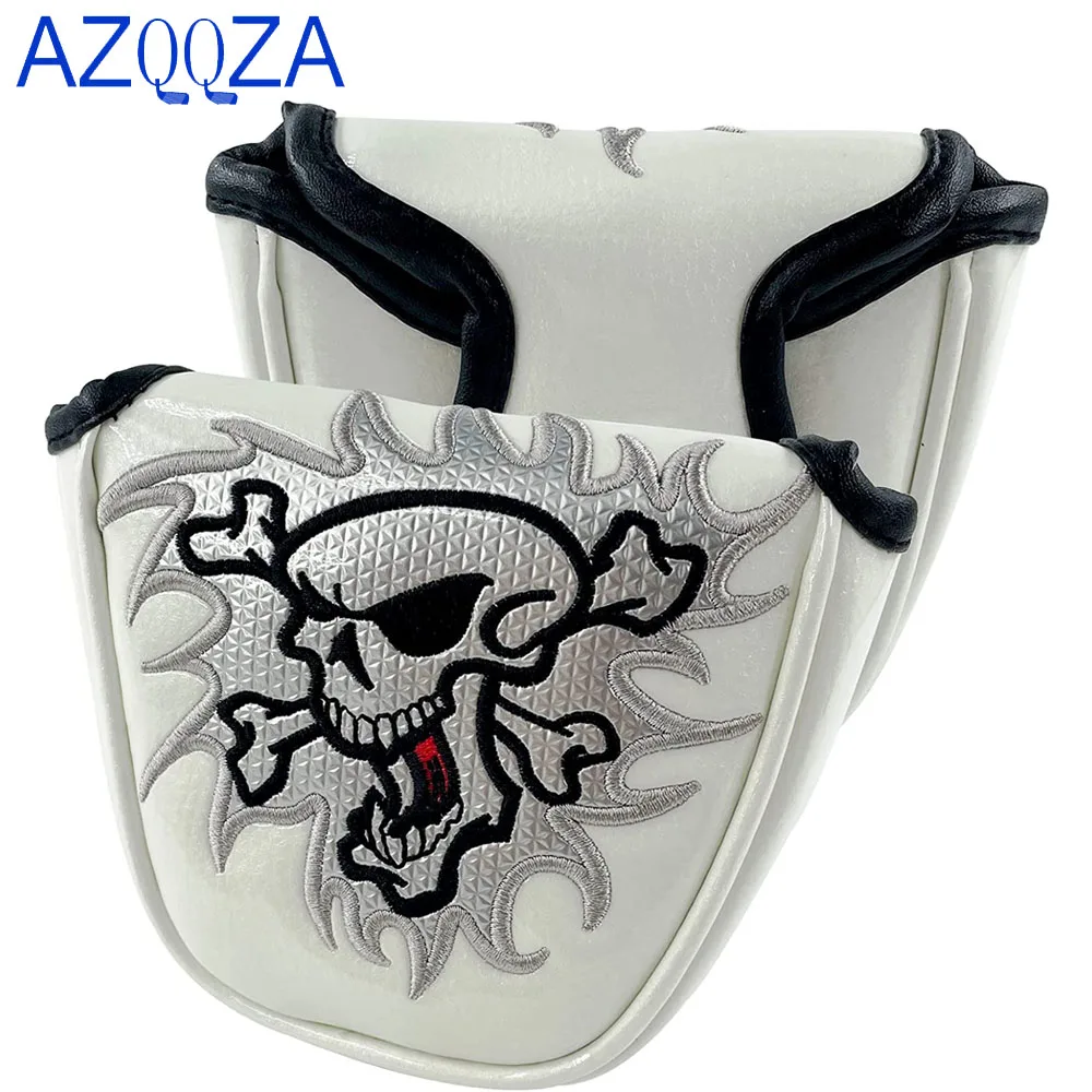 

Golf Club Skull Mallet Putter Cover Magnetic Closure Heel Shaft PU Leather Putters Headcover