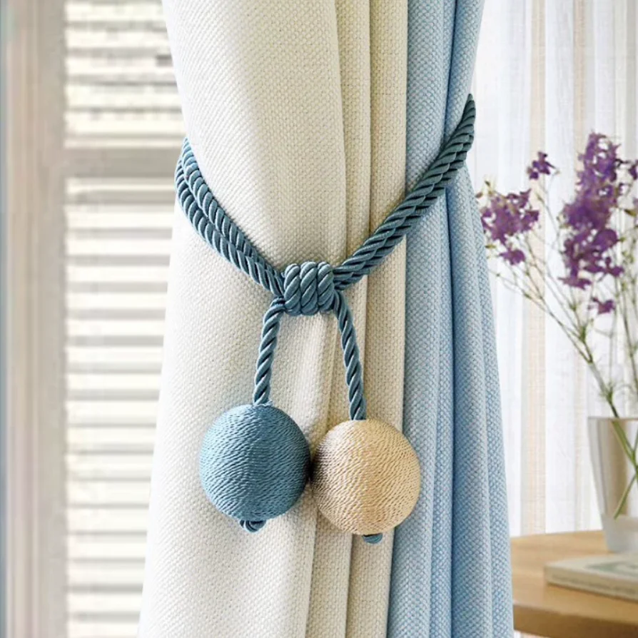 

2pcs Multicolor Curtain Tieback Rope, Fashionable Knot Decor Ball Pendant, Versatile Bedroom Living Room Curtains Buckle