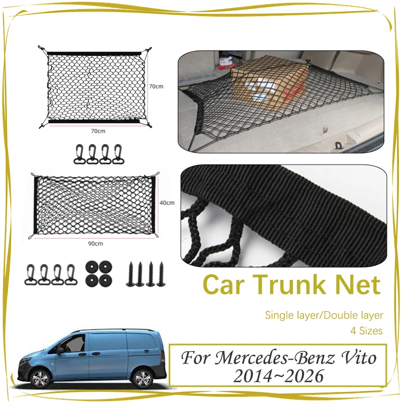

Car Trunk Net For Mercedes-Benz V-Class Marco Polo Metris EQV e-Vito Valente W447 2014~2026 Nylon Storage Cargo Bag Accessories